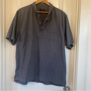 Onia Josh Linen Cotton Regular Fit Popover Shirt travel vacation trip size XL